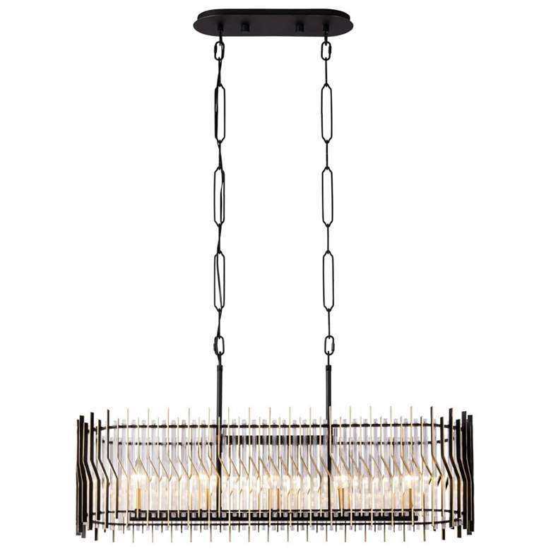 Image 4 Park Row 5-Lt Linear Pendant - Matte Black/French Gold more views