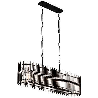 Park Row 6-Lt Linear Pendant - Matte Black/French Gold