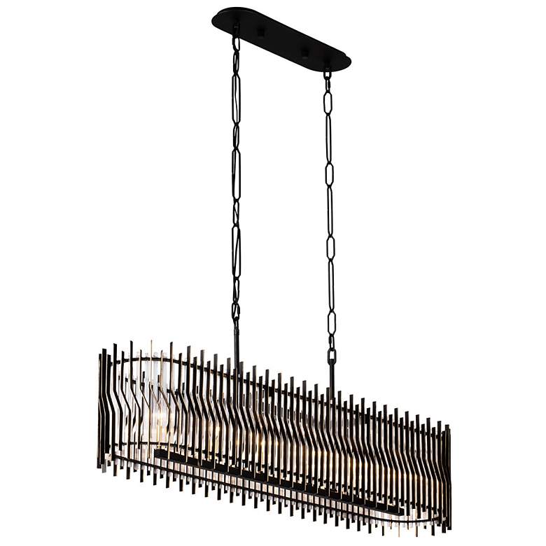 Image 1 Park Row 6-Lt Linear Pendant - Matte Black/French Gold