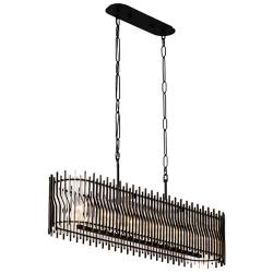 Park Row 6-Lt Linear Pendant - Matte Black/French Gold