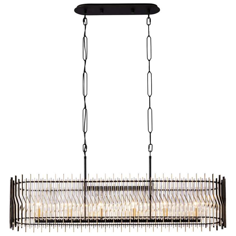Image 2 Park Row 6-Lt Linear Pendant - Matte Black/French Gold more views