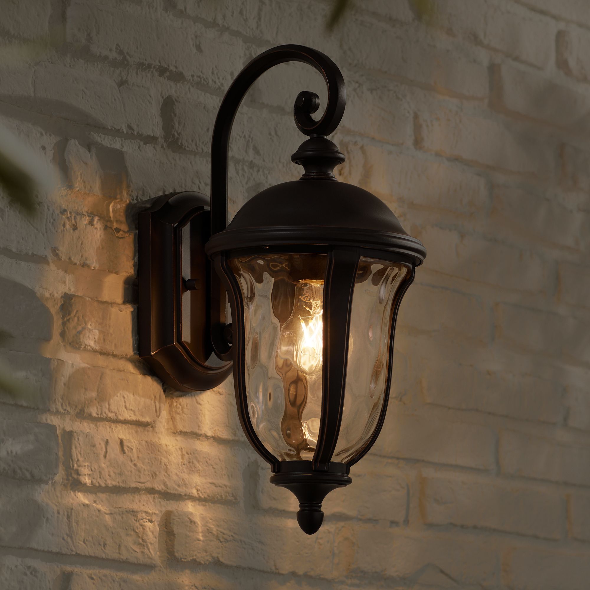 Park Sienna 16 3/4" High Bronze and Glass Outdoor Wall Light Set of 2