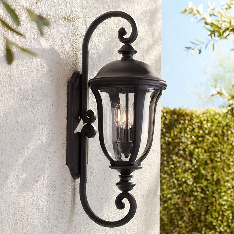Image 1 Park Sienna 27 inch High Black Double Arm Outdoor Wall Light