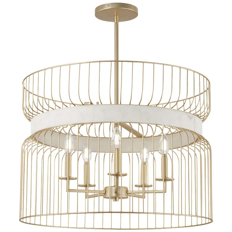 Image 1 Park Slope 25" Wide Nouveau Gold 5-Light Pendant