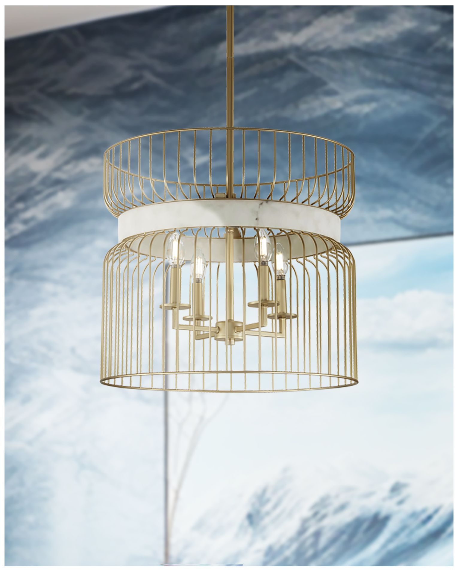 Image 3 Park Slope 25" Wide Nouveau Gold 5-Light Pendant more views