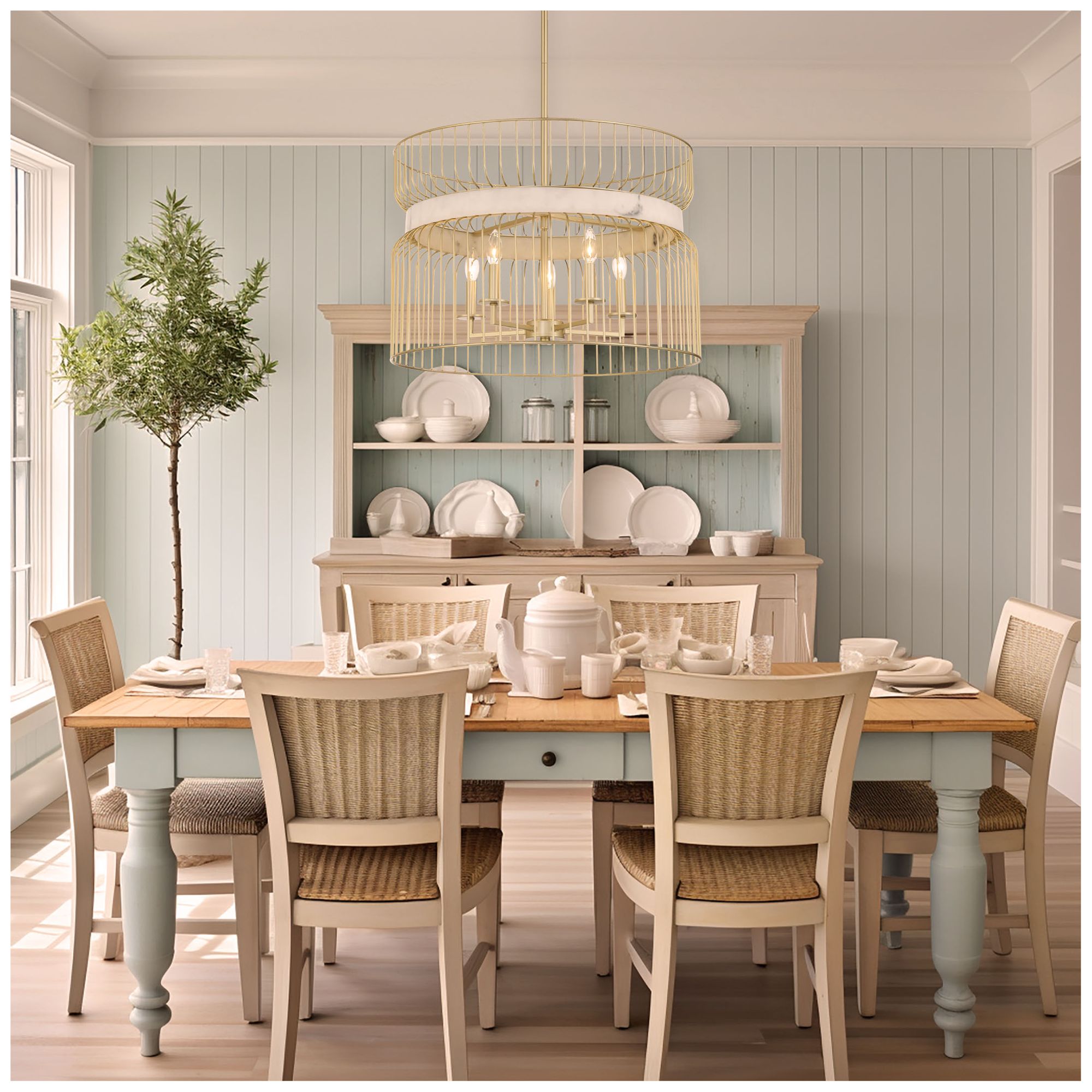 Image 4 Park Slope 25" Wide Nouveau Gold 5-Light Pendant more views