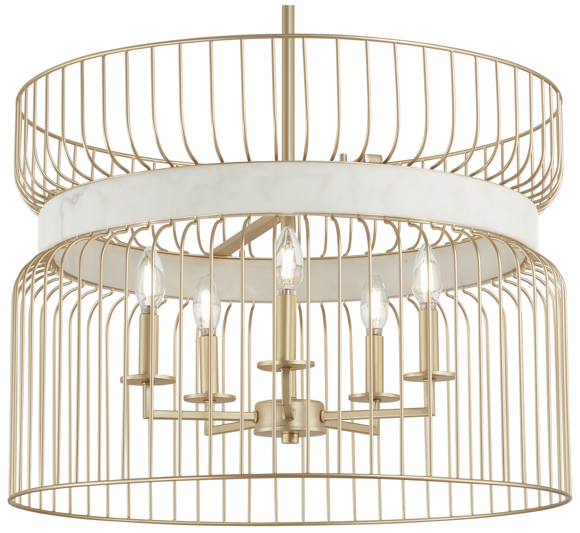 Image 7 Park Slope 25" Wide Nouveau Gold 5-Light Pendant more views