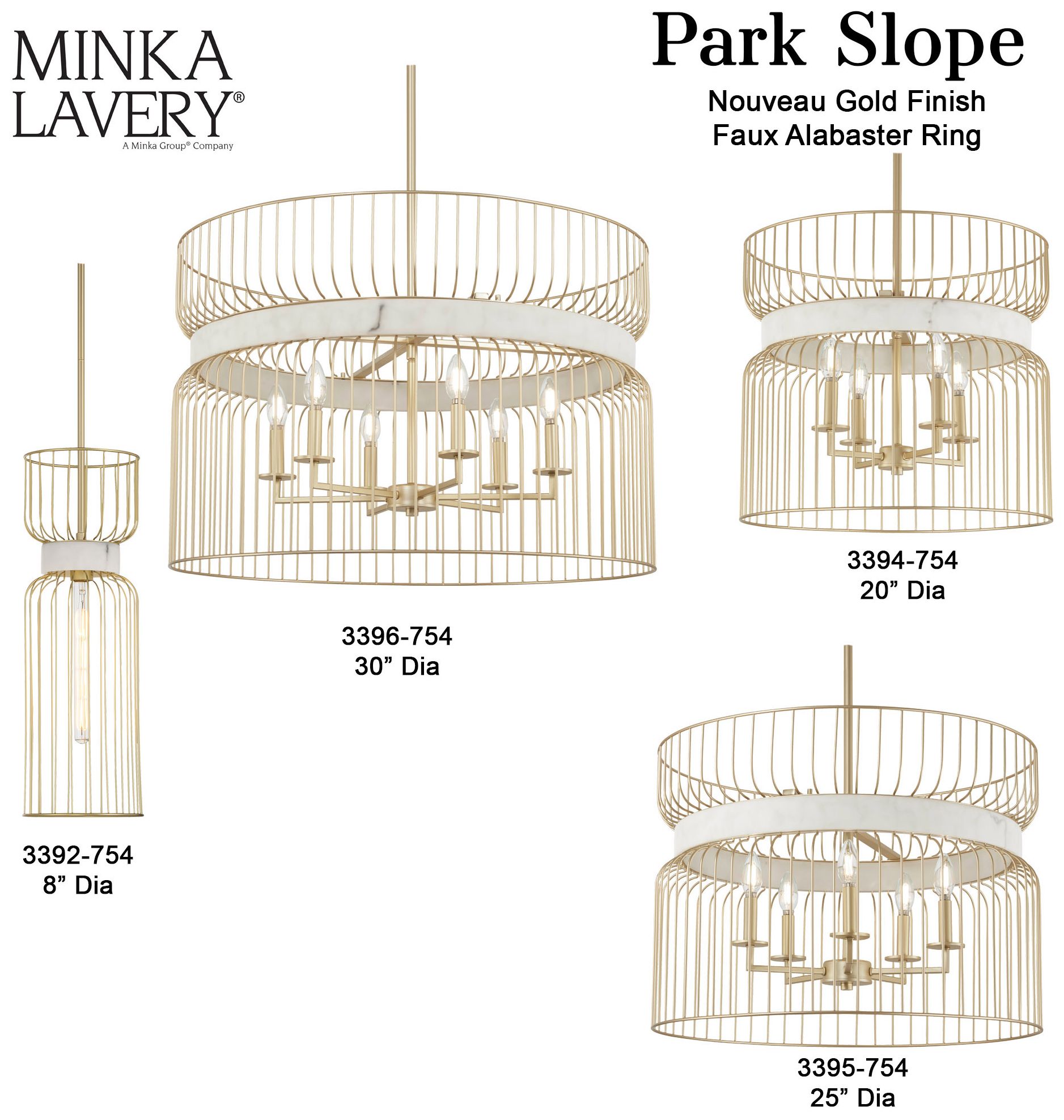 Park Slope 25" Wide Nouveau Gold 5-Light Pendant