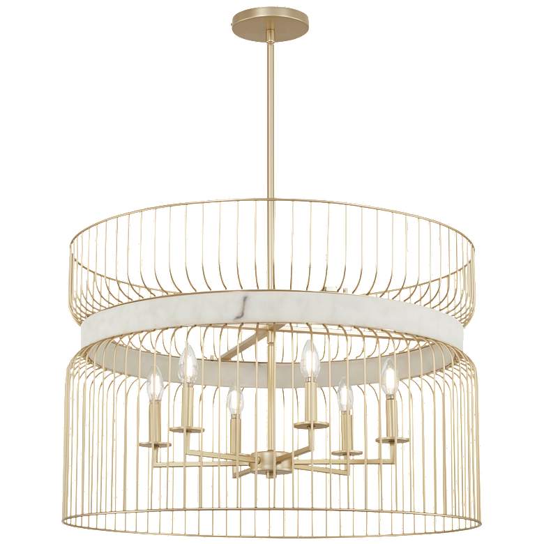 Image 1 Park Slope 30" Wide Nouveau Gold 6-Light Pendant