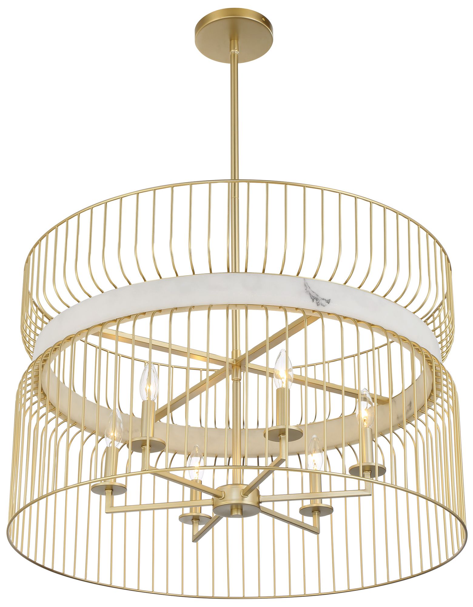 Image 7 Park Slope 30" Wide Nouveau Gold 6-Light Pendant more views