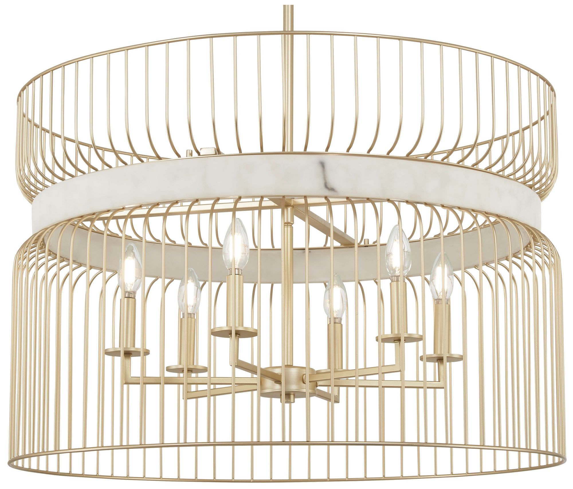 Park Slope 30" Wide Nouveau Gold 6-Light Pendant