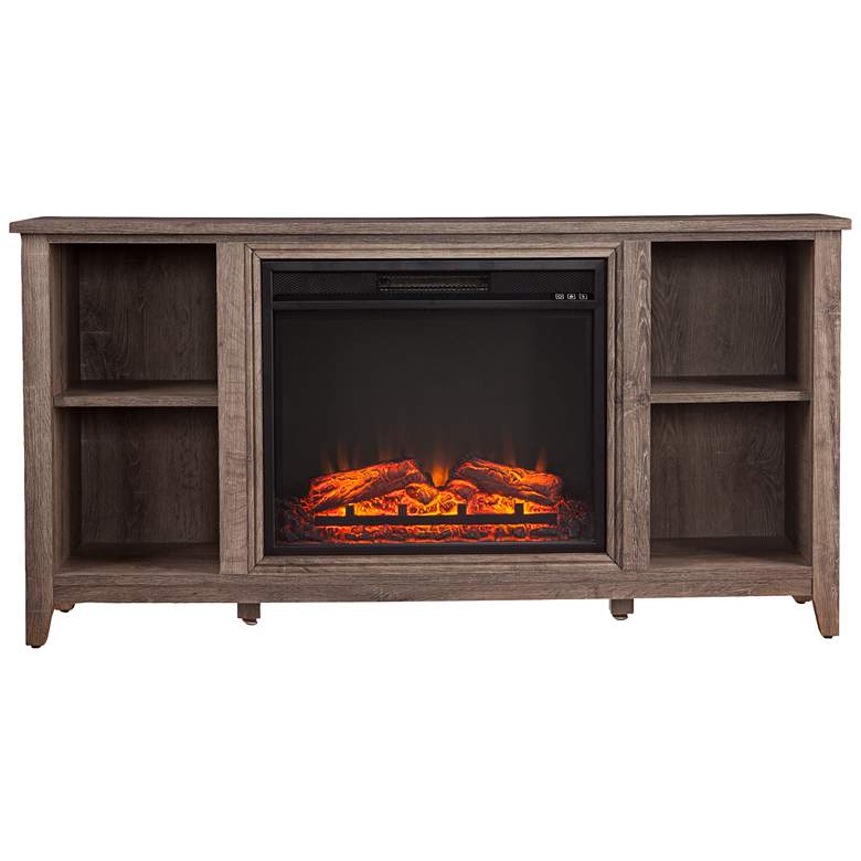 Image 1 Parkdale Mocha Gray Wood Electric Fireplace TV Stand