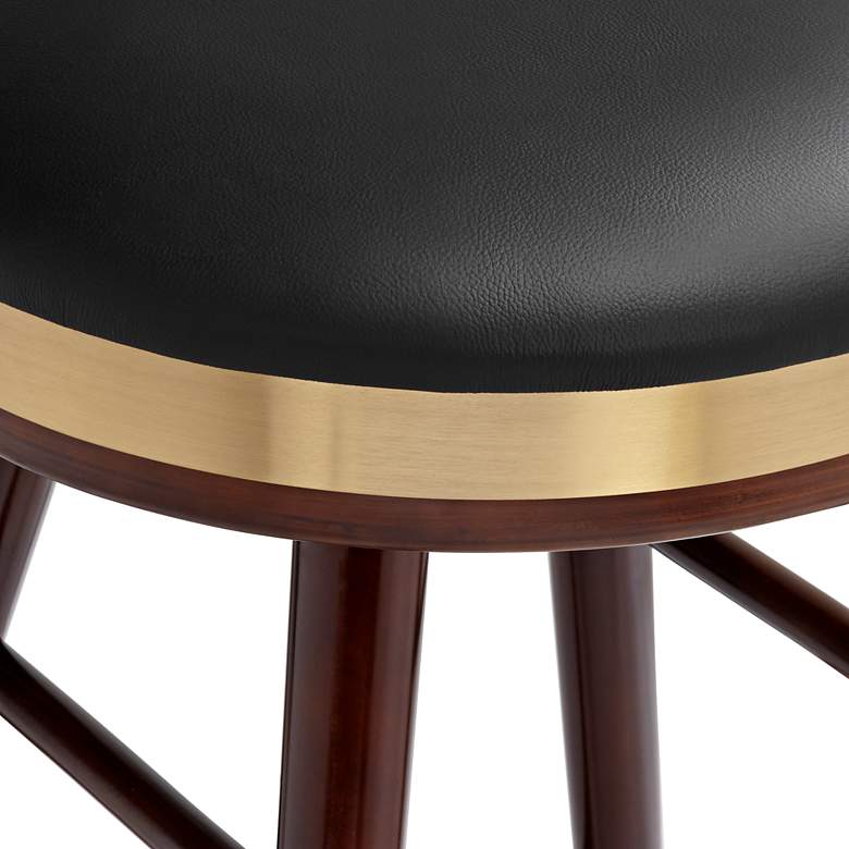 Image 4 Parker 25 1/2 inch Black Leather and Gold Modern Counter Stool more views