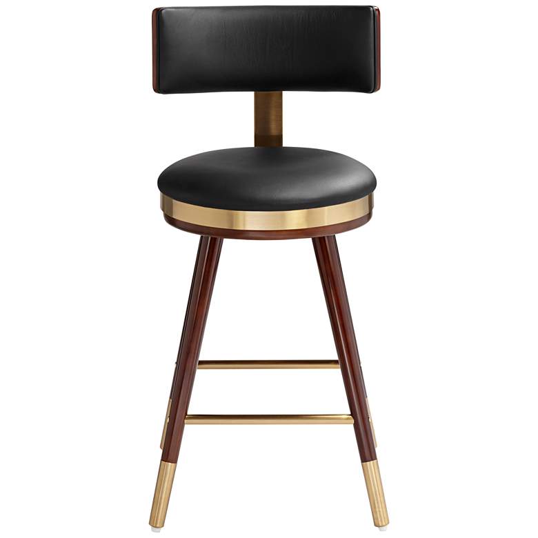 Image 7 Parker 25 1/2 inch Black Leather and Gold Modern Counter Stool more views
