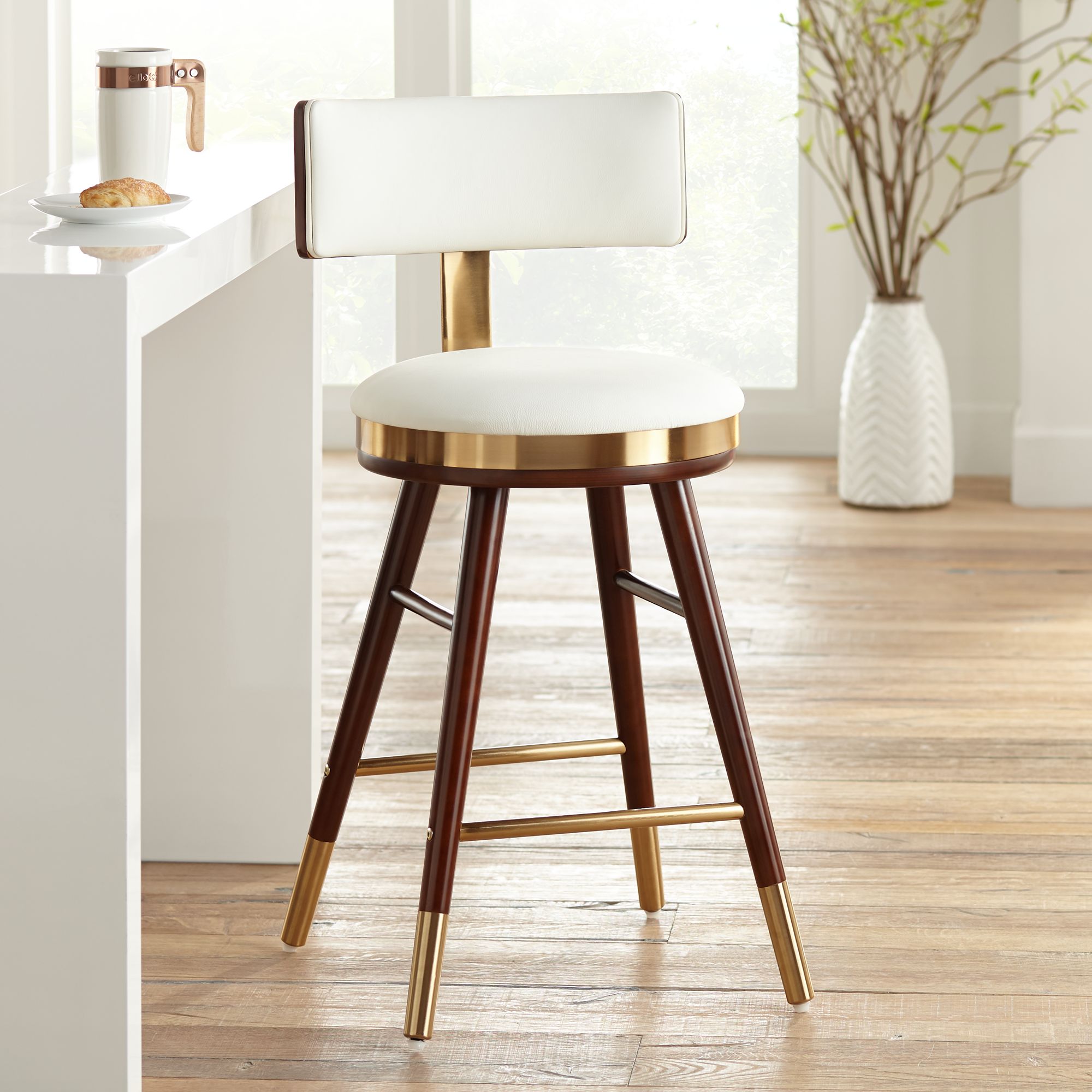 white and wood stool