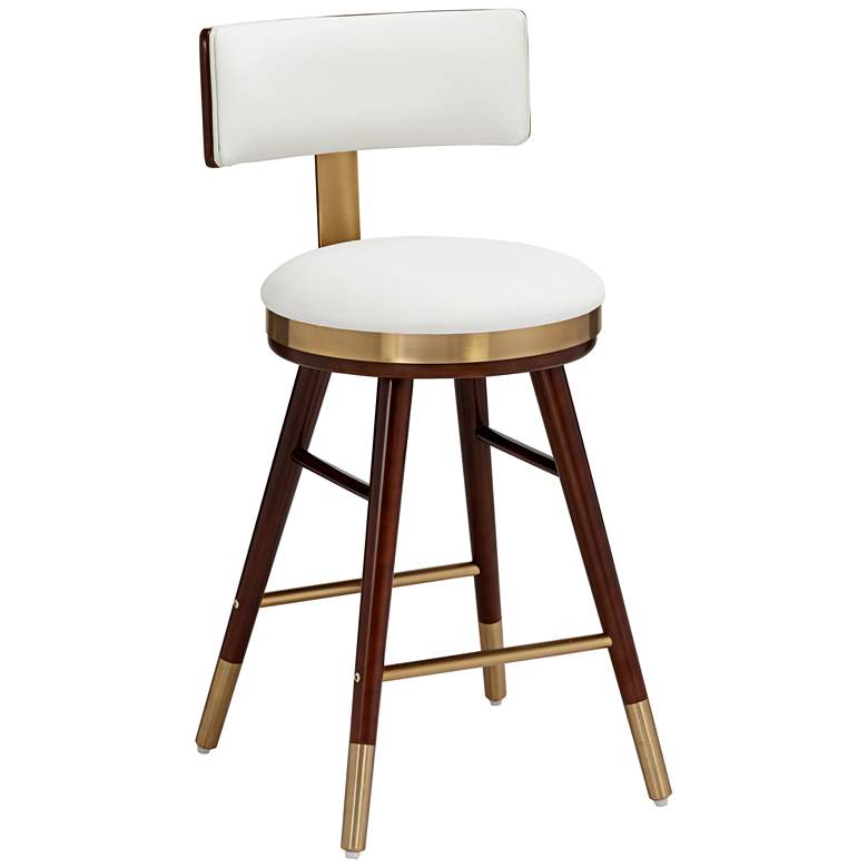 Image 3 Parker 27 3/4" High White Leather Counter Stool