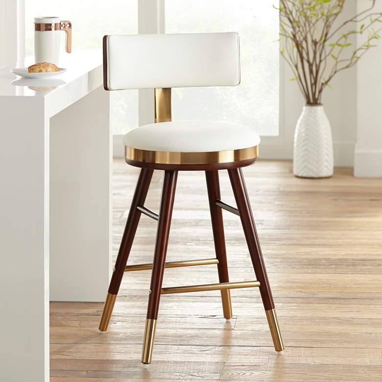 Image 2 Parker 27 3/4" High White Leather Counter Stool