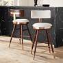 2_Parker 27 3/4" White Leather Counter Stools Set of 2