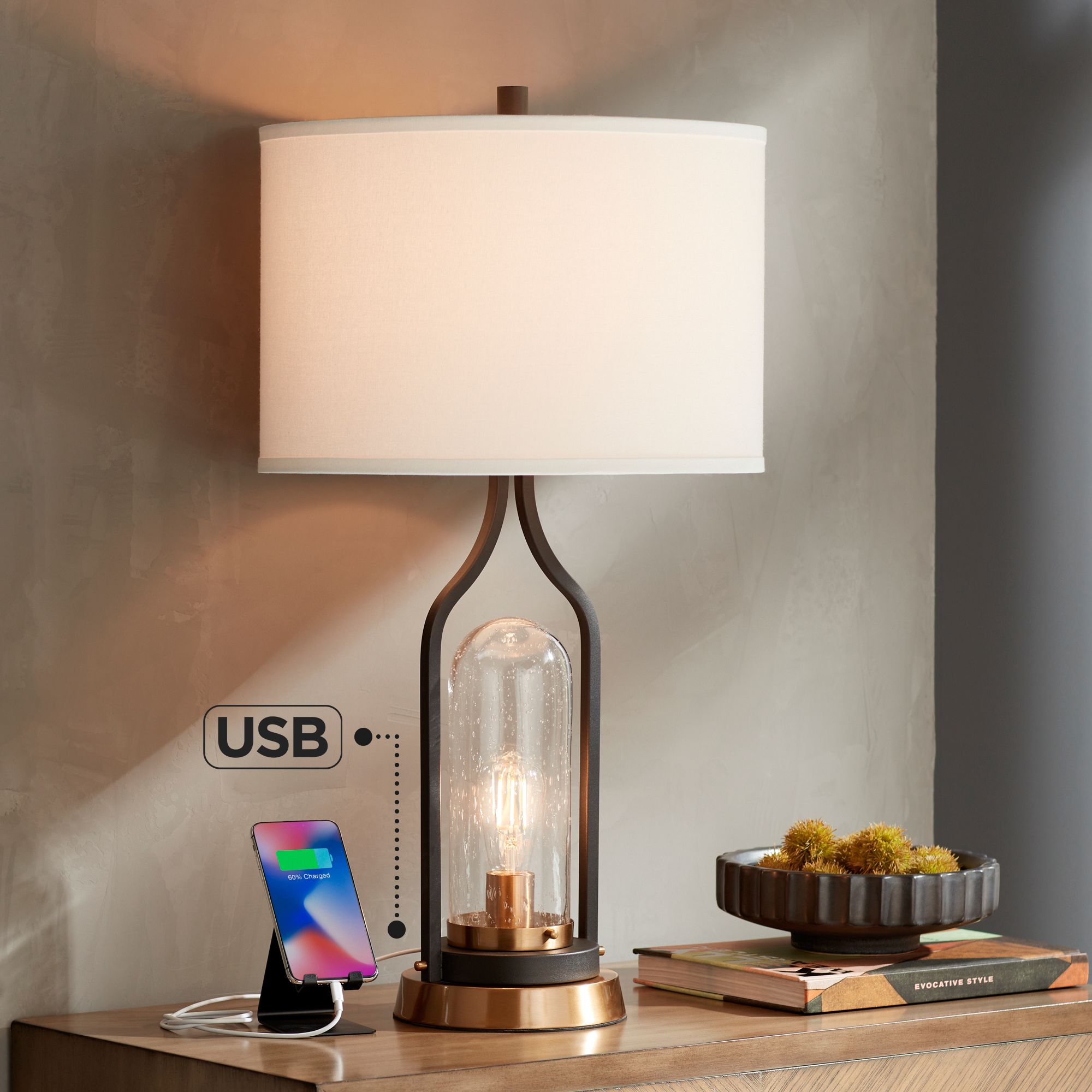 farmhouse end table lamp