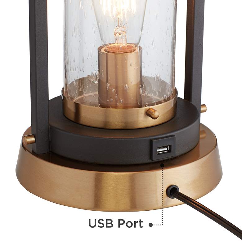 Parker Bronze Farmhouse USB Table Lamp with LED Night Light more views