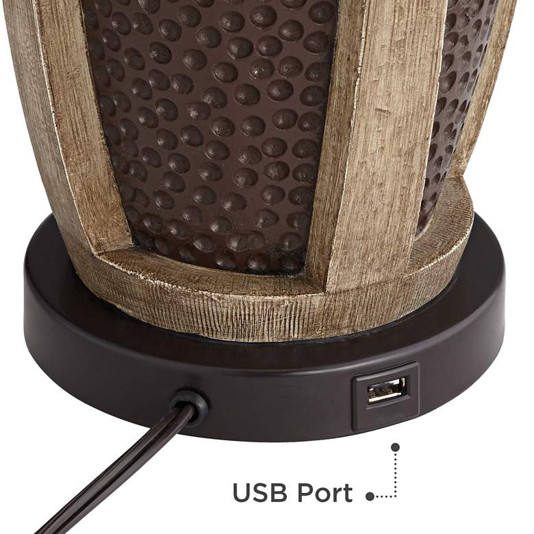 Image 5 Parker Hammered Bronze USB Table Lamps With 8" Square Risers more views