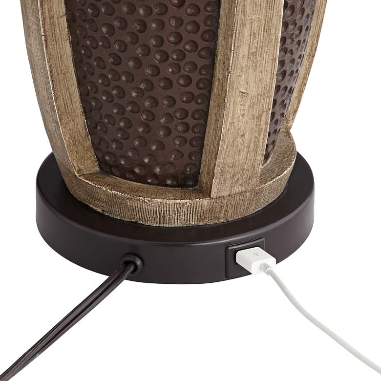 Image 6 Parker Hammered Bronze USB Table Lamps With 8" Square Risers more views
