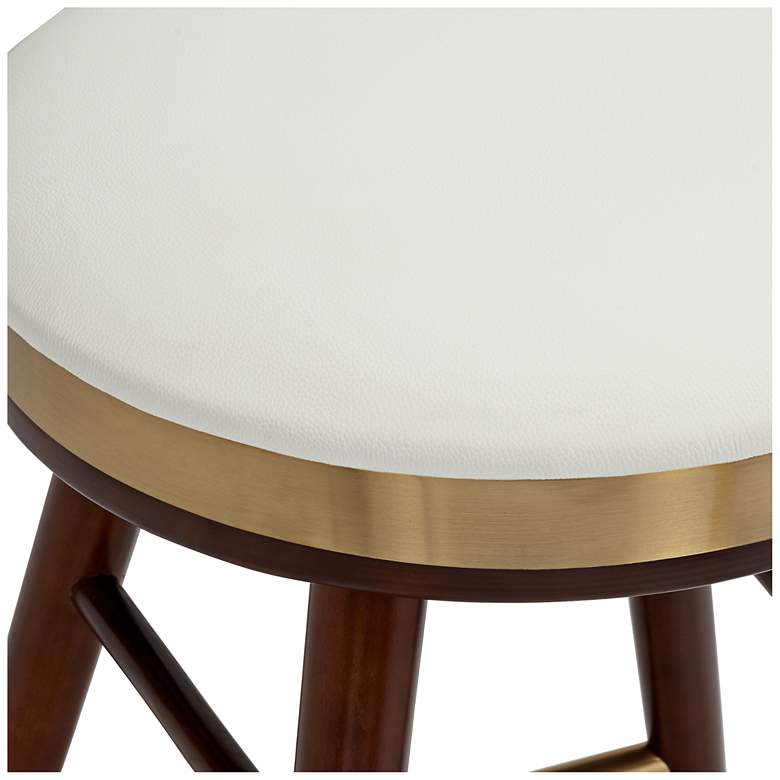 Image 3 Parker Modern Backless White Leather and Gold Counter Stool more views