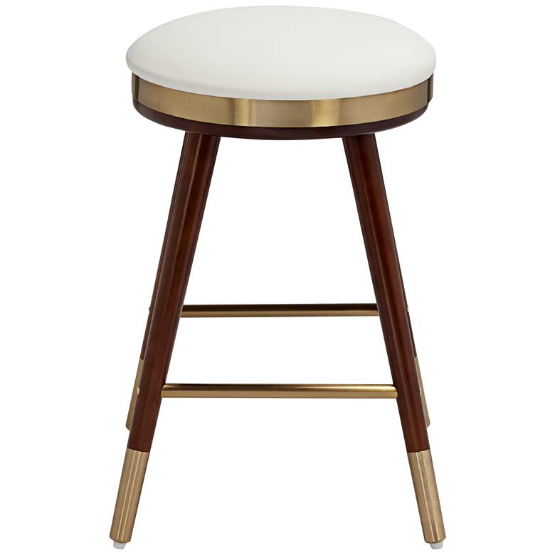 Image 5 Parker Modern Backless White Leather and Gold Counter Stool more views