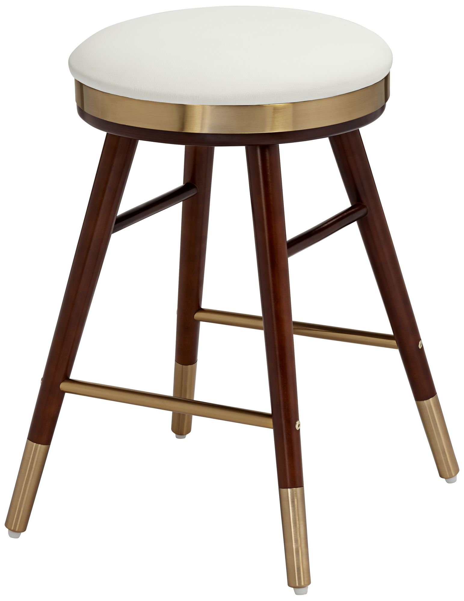 Parker Modern Backless White Leather and Gold Counter Stool 64G37