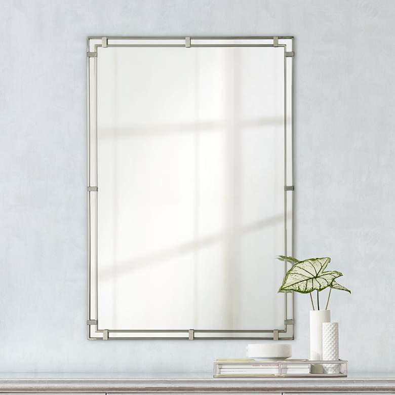 Image 1 Parker Place Brushed Steel 22 inch x 33 inch Wall Mirror