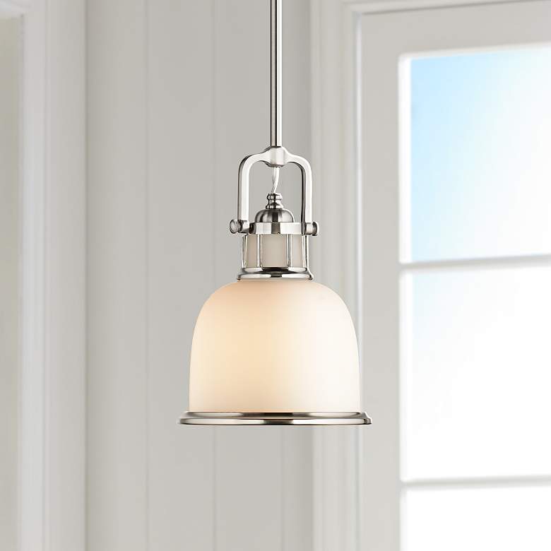Image 1 Parker Place Brushed Steel 8 inch Wide Mini Pendant