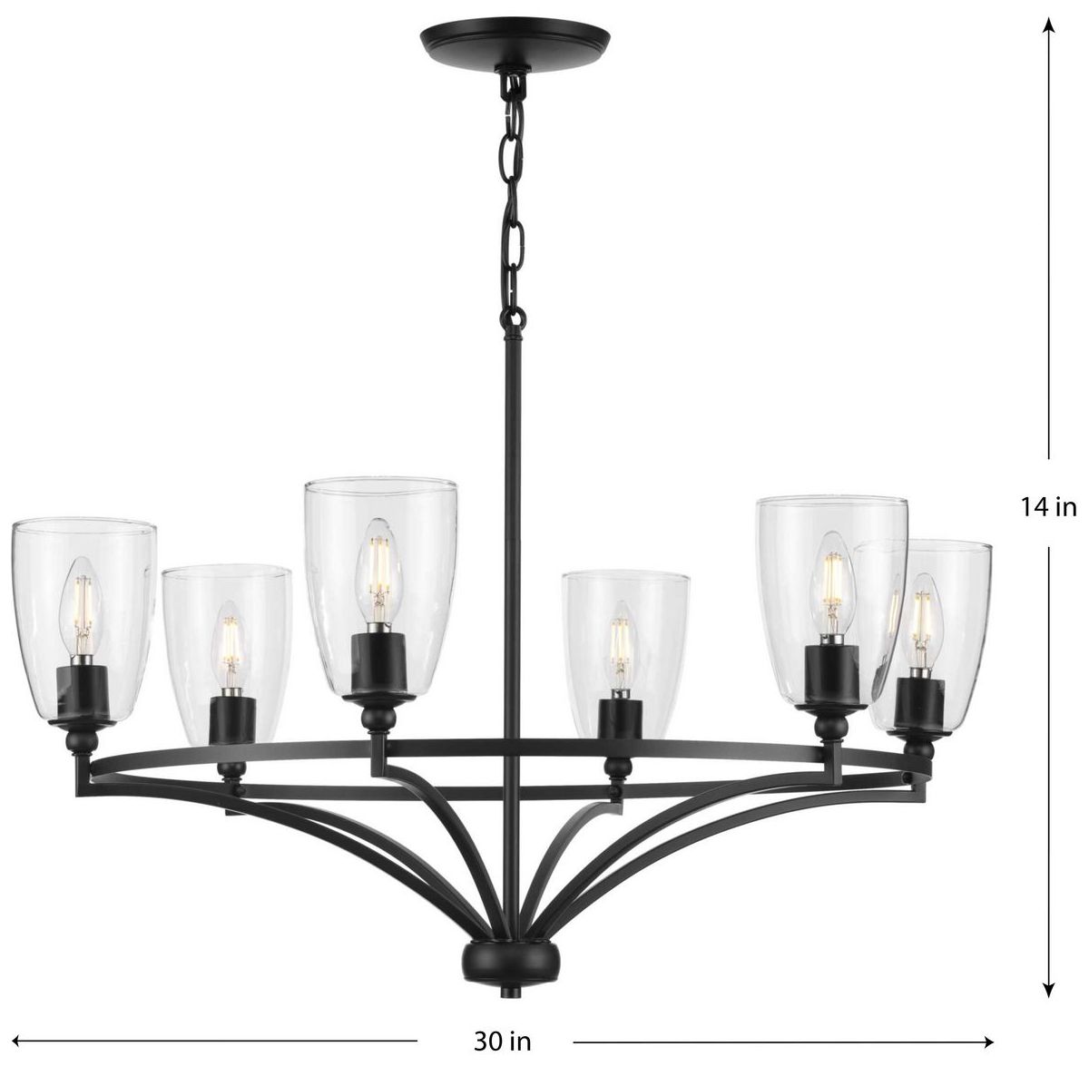 Image 4 Parkhurst Collection Six-Light Clear Glass Chandelier Light more views