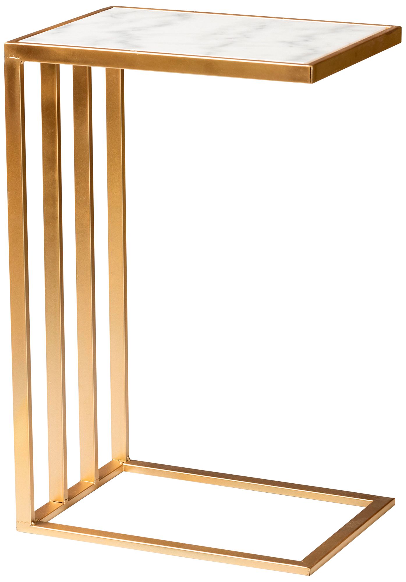 Image 2 Parkin 14 1/4"W White Marble Gold Metal C-Shaped End Table