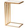 Parkin 14 1/4"W White Marble Gold Metal C-Shaped End Table