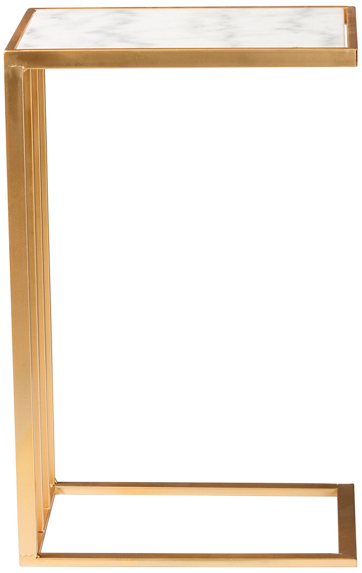 Image 5 Parkin 14 1/4"W White Marble Gold Metal C-Shaped End Table more views