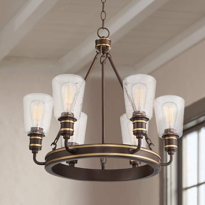 Image 1 Parkston 25 1/2" Wide Oil-Rubbed Bronze 6-Light Chandelier