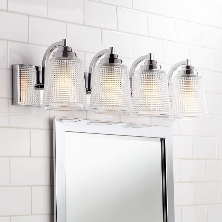 Image 1 Parlier 29 1/2" Wide Chrome and Glass 4-Light Bath Light