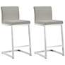 Parma 26" Light Gray and Steel Counter Stool Set of 2