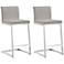 Parma 26" Light Gray and Steel Counter Stool Set of 2
