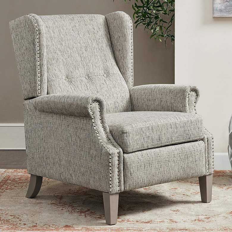Image 1 Parque Light Gray Fabric Tufted Push Back Recliner