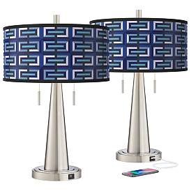 Image2 of Parquet Vicki Brushed Nickel USB Table Lamps Set of 2