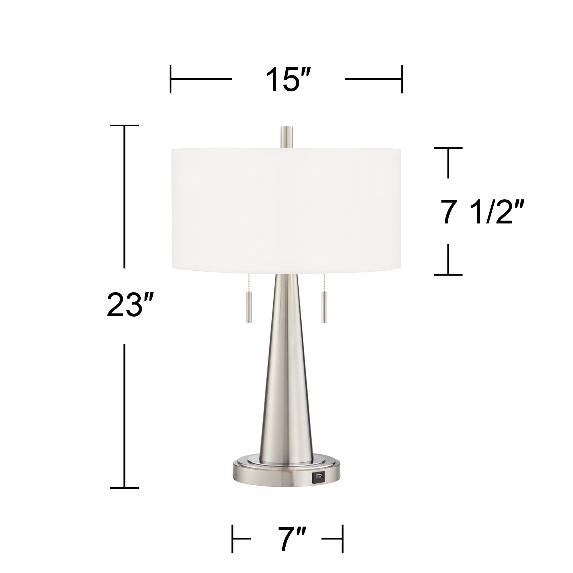 Image 7 Parquet Vicki Brushed Nickel USB Table Lamps Set of 2 more views