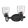 Thumbnail2 of Parrish 13 7/8" Wide 2-Light Vanity Light in Matte Black with Seeded G more views
