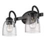 Thumbnail3 of Parrish 13 7/8" Wide 2-Light Vanity Light in Matte Black with Seeded G more views