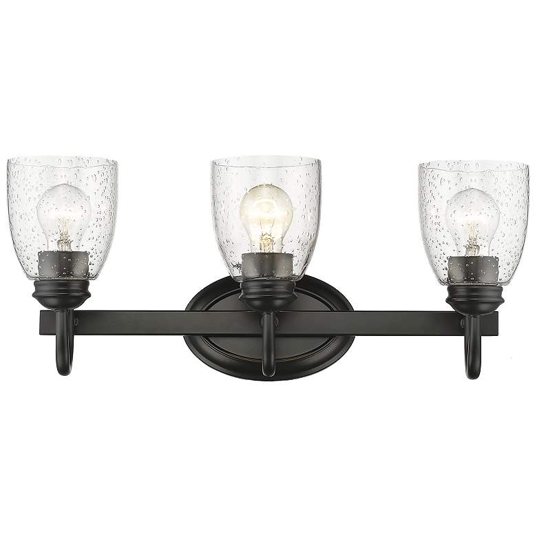 Image 1 Parrish 20 5/8 inch Wide 3-Light Vanity Light in Matte Black with Seeded G