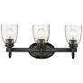 Parrish 20 5/8" Wide 3-Light Vanity Light in Matte Black with Seeded G