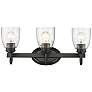 1_Parrish 20 5/8" Wide 3-Light Vanity Light in Matte Black with Seeded G