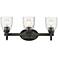 Parrish 20 5/8" Wide 3-Light Vanity Light in Matte Black with Seeded G