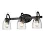 2_Parrish 20 5/8" Wide 3-Light Vanity Light in Matte Black with Seeded G more views