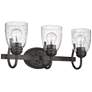 Parrish 20 5/8" Wide Rubbed Bronze 3-Light Bath Light with Seeded Glas